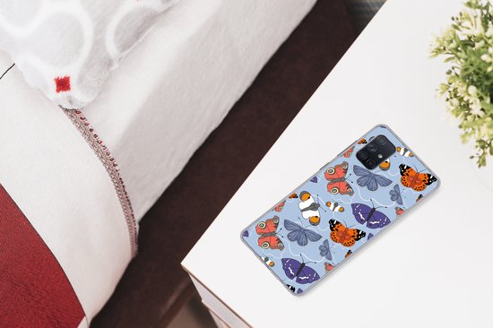 Coque Samsung Galaxy A51 - Filles - Papillon - Oranje - Motifs - Fille - Kids - Enfants - Meiden - Coque de téléphone en Siliconen