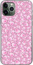 Geschikt voor iPhone 11 Pro hoesje - Meiden - Hartjes - Roze - Patronen - Girl - Kindje - Kinderen - Siliconen Telefoonhoesje