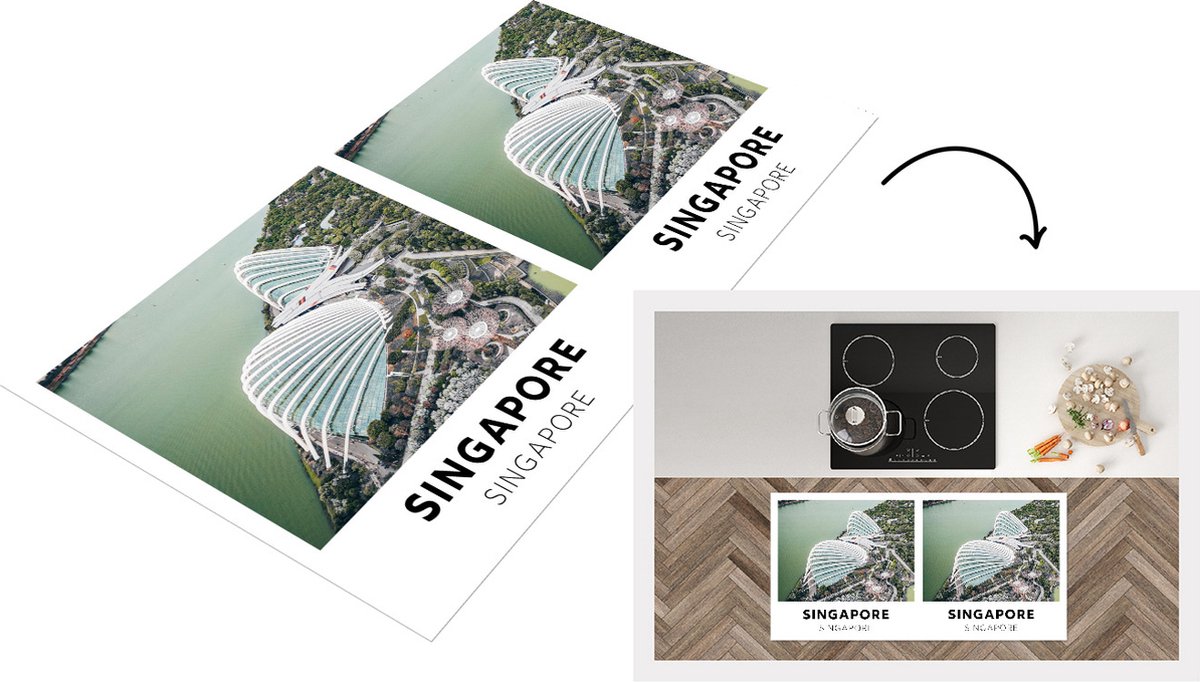 KitchenYeah Keukenloper - Loper keuken - Singapore - Architectuur - Azië - 120x60 cm - Keukenloper vinyl Multicolor