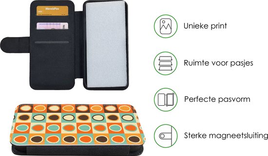 Bookcase pour téléphone iPhone SE 2020 Bookcase - Rétro - Motifs - Oeuf - Avec compartiments - Étui portefeuille avec fermeture magnétique