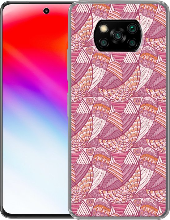 Telefoonhoesje Geschikt voor Xiaomi Geschikt voor Poco X3 NFC hoesje - Meiden - Veren - Roze - Patronen - Girl - Kids - Kinderen - Siliconen Telefoonhoesje Telefoonhoesje