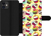 Bookcase Geschikt voor iPhone 12 Pro telefoonhoesje - Meisjes - Cupcake - Patronen - Girl - Kids - Kinderen - Kindje - Met vakjes - Wallet case met magneetsluiting