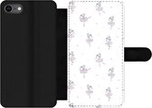 Bookcase Geschikt voor iPhone SE 2020 telefoonhoesje - Meiden - Ballet - Roze - Patronen - Girl - Kids - Kinderen - Met vakjes - Wallet case met magneetsluiting