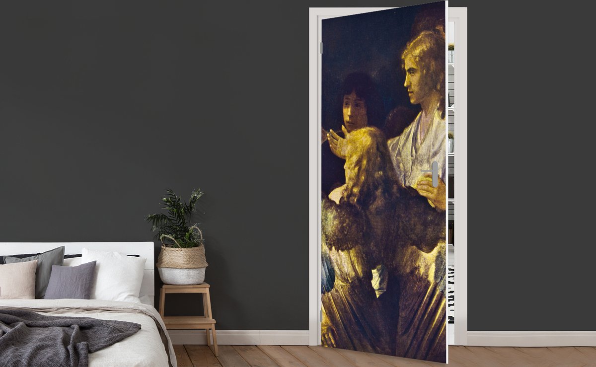 Afbeelding van product StickerSnake  Deursticker Abraham en de engelen - Schilderij van Rembrandt van Rijn - 90x205 cm - Deurposter