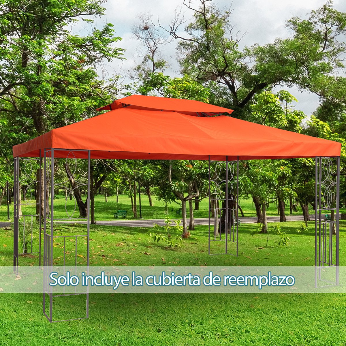 Outsunny® vervangend dak 3x3m dak voor metalen paviljoen groen metalen