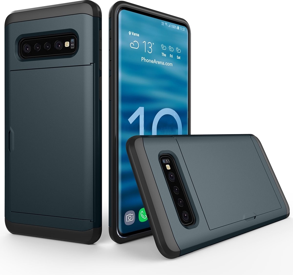 Mobigear Hoesje geschikt voor Samsung Galaxy S10 Telefoonhoesje met Kaarthouder Hardcase | Mobigear Card Backcover Shockproof met Pasjeshouder | Kaarthouder voor 2 Pasjes | Hoesje voor Pinpas / OV Kaart / Rijbewijs | Schokbestendig Galaxy S10