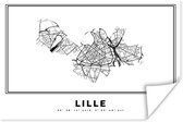 Poster Lille – Plattegrond - Zwart Wit – Stadskaart – Kaart - 90x60 cm