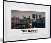 Fotolijst incl. Poster - Nederland - Avond - Den Haag - 60x40 cm - Posterlijst