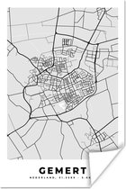 Poster Gemert - Stadskaart - Zwart Wit - Plattegrond - Nederland - Kaart - 40x60 cm