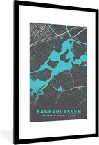 Fotolijst incl. Poster - Nederland - Plattegrond - Water - Kaart - Stadskaart - Kagerplassen - 60x90 cm - Posterlijst