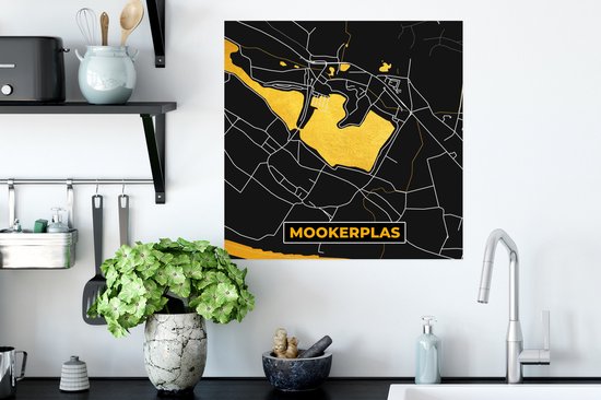 Poster Map - Plan d'étage - Plan de la ville - Mookerplas - Or - 50x50 cm
