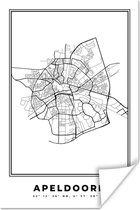 Poster Nederland – Apeldoorn – Stadskaart – Kaart – Zwart Wit – Plattegrond - 20x30 cm
