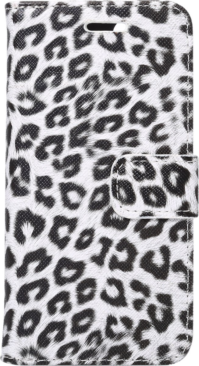 Mobigear Telefoonhoesje geschikt voor Apple iPhone SE (2020) Hoesje | Mobigear Leopard Bookcase Portemonnee | Pasjeshouder voor 2 Pasjes | Telefoonhoesje voor Pinpas / OV Kaart / Rijbewijs - Wit