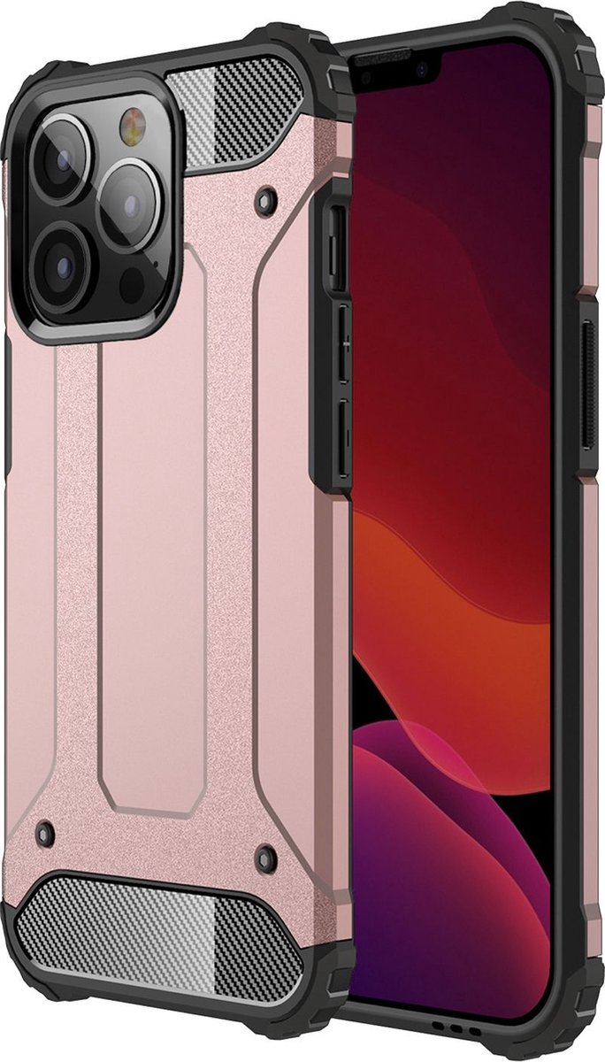 Mobigear Hoesje geschikt voor Apple iPhone 13 Pro Telefoonhoesje Hardcase | Mobigear Outdoor Backcover Shockproof | Schokbestendig iPhone 13 Pro Telefoonhoesje | Anti Shock Proof - Roségoud