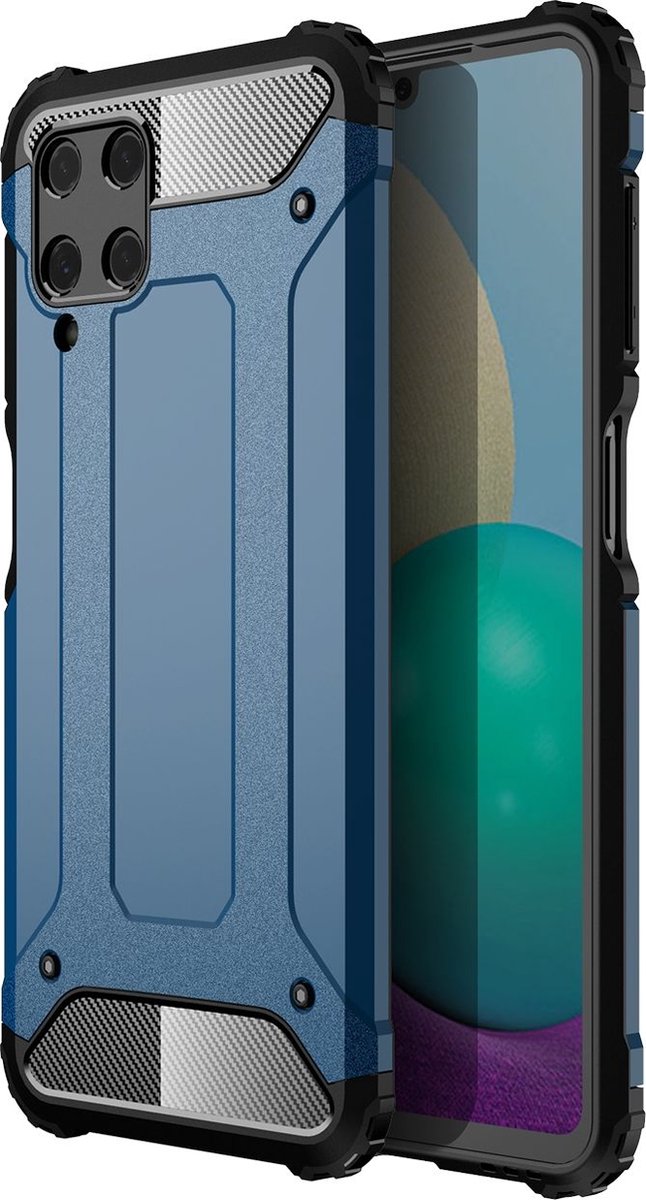 Mobigear Hoesje geschikt voor Samsung Galaxy A22 4G Telefoonhoesje Hardcase | Mobigear Outdoor Backcover Shockproof | Schokbestendig Galaxy A22 4G Telefoonhoesje | Anti Shock Proof - Blauw