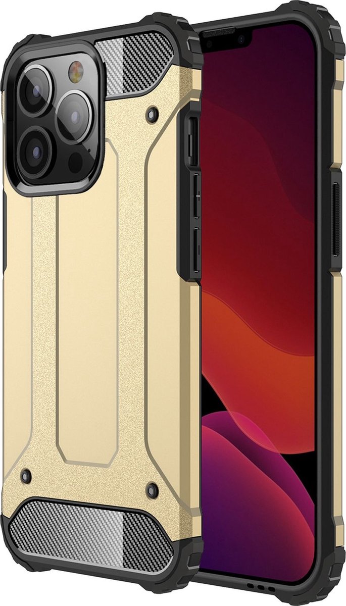 Mobigear Hoesje geschikt voor Apple iPhone 13 Pro Telefoonhoesje Hardcase | Mobigear Outdoor Backcover Shockproof | Schokbestendig iPhone 13 Pro Telefoonhoesje | Anti Shock Proof - Goud