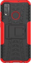 Mobigear Hoesje geschikt voor Huawei P Smart (2020) Telefoonhoesje Hardcase | Mobigear Tire Backcover Shockproof met Standaard | Schokbestendig P Smart (2020) Telefoonhoesje | Anti Shock Proof - Zwart /Rood | Zwart,rood