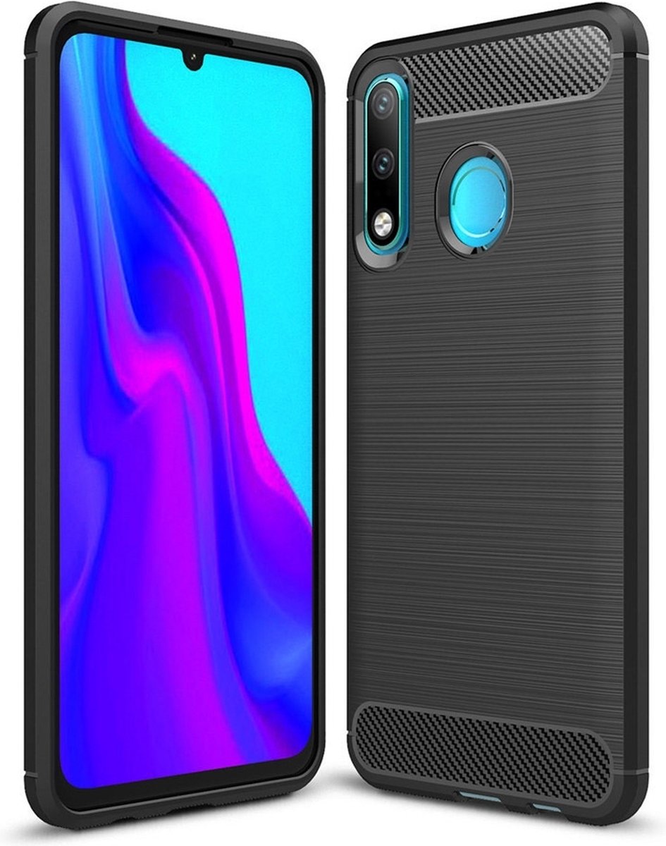 Mobigear Hoesje geschikt voor Huawei P30 Lite Telefoonhoesje Flexibel TPU | Mobigear Brushed Slim Backcover | P30 Lite Case | Back Cover - Zwart