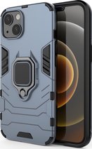 Mobigear Hoesje geschikt voor Apple iPhone 13 Telefoonhoesje Hardcase | Mobigear Armor Ring Backcover Shockproof met Ringhouder | Schokbestendig iPhone 13 Telefoonhoesje | Anti Shock Proof - Blauw