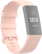Mobigear Watch bandje geschikt voor Fitbit Charge 3 Bandje Flexibel Siliconen Gespsluiting | Mobigear Cross - Roze
