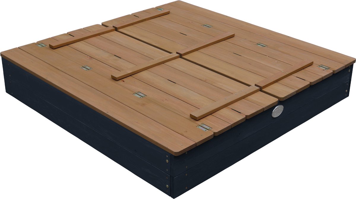 AXI Ella XL Houten Zandbak in Antraciet/Bruin- Met Zitbankjes en Deksel - FSC hout - 120x120x20cm - Zandbak voor kinderen — afbeelding 10
