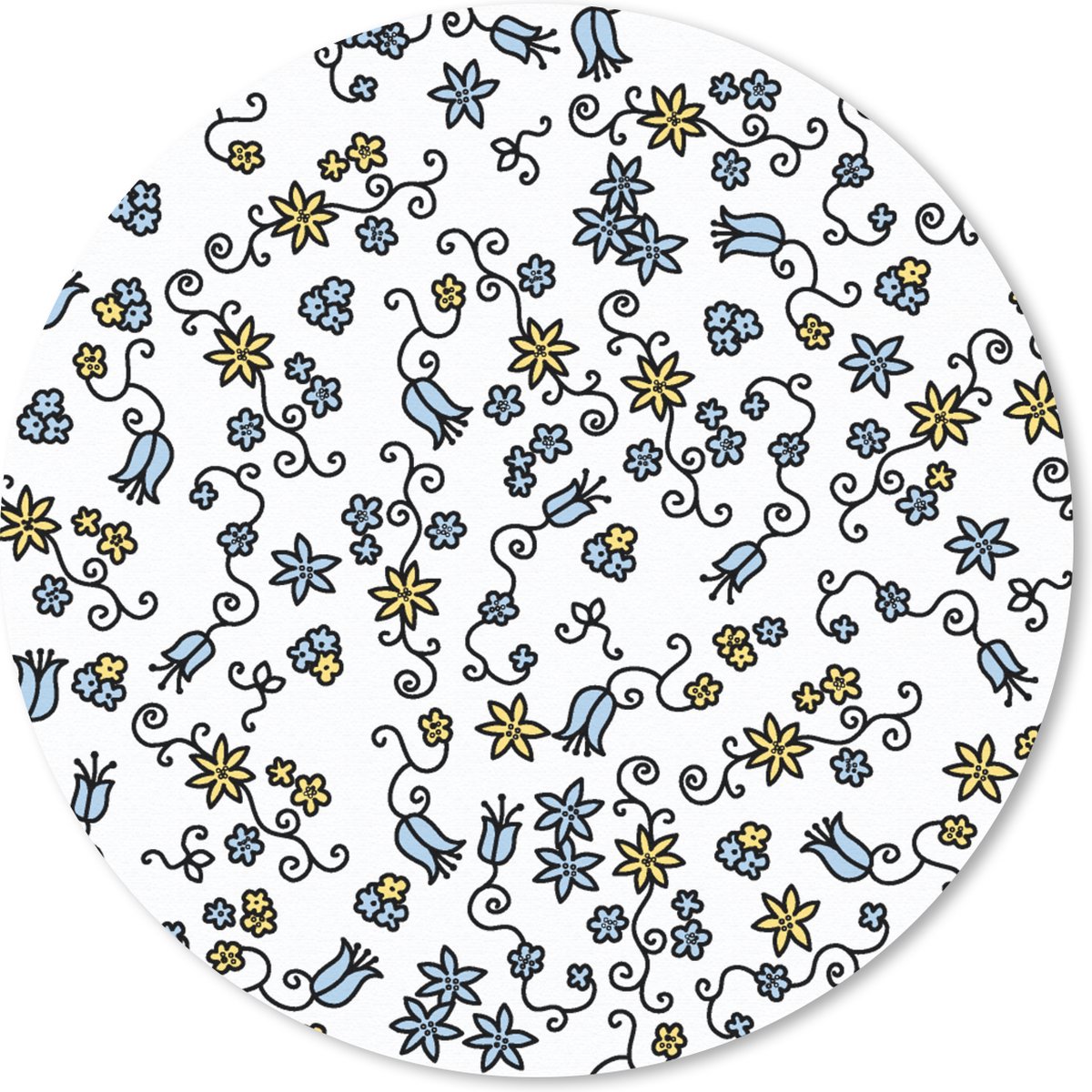 Muismat rond 20x20 cm - Mousepad Meisje - Bloemen - Patronen - Girl - Kids - Kinderen - Kindje - Ronde muismatten