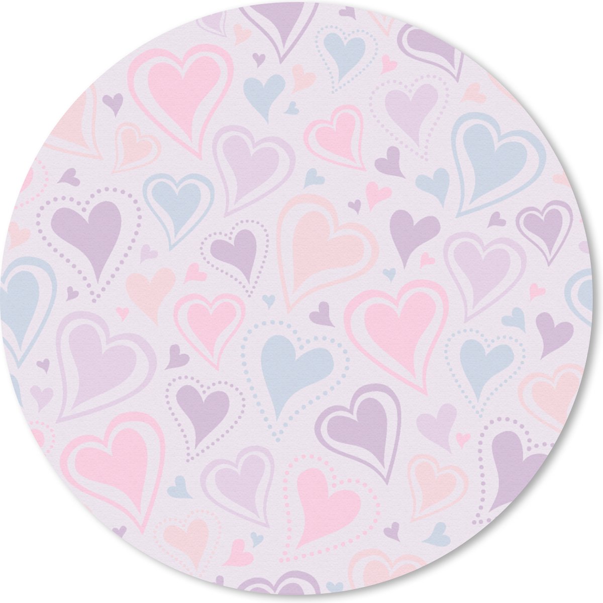 Muismat rond 50x50 cm - Mousepad Meiden - Hartjes - Patronen - Girl - Kids - Kinderen - Ronde muismatten