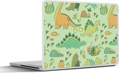 Laptop sticker - 11.6 inch - Patronen - Dino - Groen - Jongetje - Kind - Kinderen - Kids - 30x21cm - Laptopstickers - Laptop skin - Cover