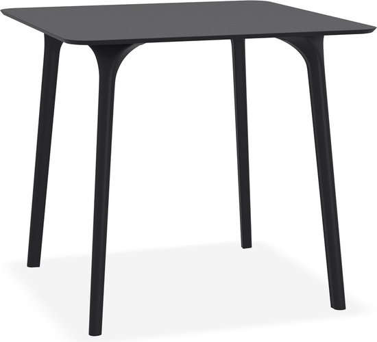 Alterego Vierkante terrastafel 'LAGOON' zwart voor binnen / buiten - 80x80xcm