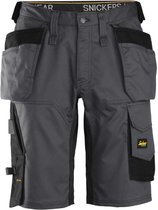 Snickers 6151 AllroundWork, Stretch Loose fit Korte Werkbroek met Holsterzakken - Staal-grijs/Zwart - 62