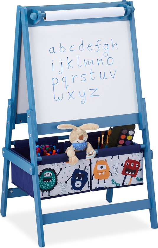 Relaxdays krijtbord kinderen - staand schoolbord - 2in1 tekenbord -  whiteboard kinderkamer | bol