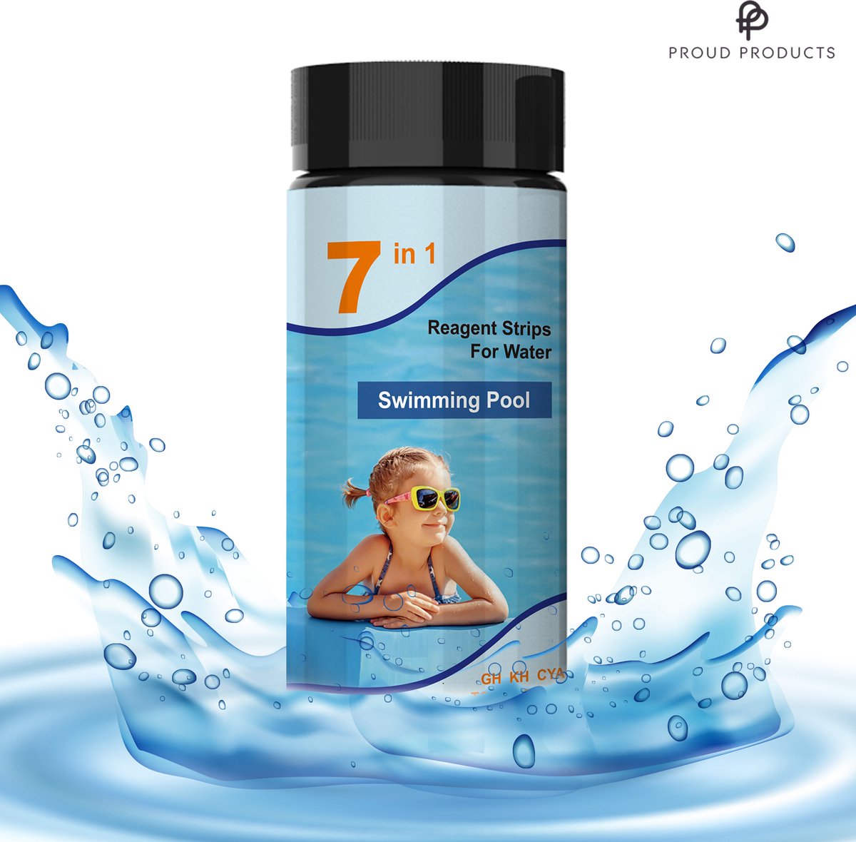 ProudProducts® - Zwembadonderhoud - 7 in 1 Zwembad Teststrips - 100 stuks - Zwembad - Jacuzzi - Spa - Controle waterkwaliteit - pH waarde