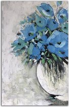 Schilderij bos bloemen blauw 60 x 90 - Artello - handgeschilderd schilderij met signatuur - schilderijen woonkamer - wanddecoratie - 700+ collectie Artello schilderijenkunst