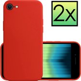 Hoes voor iPhone SE 2022 Hoesje Rood Cover Siliconen Case Hoes - 2x