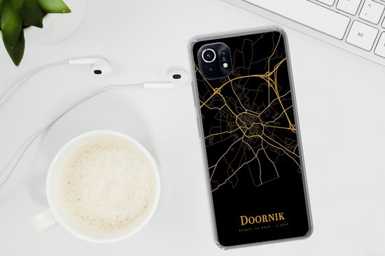 Coque de téléphone adaptée à la coque Xiaomi Mi 11 - Tournai - Carte - Or - Coque de téléphone en Siliconen