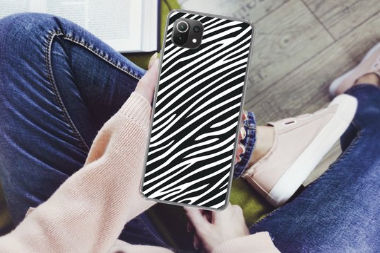 Telefoonhoesje Geschikt voor Xiaomi 11T hoesje - Dierenprint - Zebra - Zwart - Siliconen Telefoonhoesje Telefoonhoesje