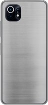 Geschikt voor Xiaomi Mi 11 hoesje - Metaal print - Zilver - Lijn - Grijs - Structuur - Siliconen Telefoonhoesje