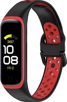 Siliconen Smartwatch bandje - Geschikt voor Samsung Galaxy Fit 2 sport bandje - zwart/rood - Strap-it Horlogeband / Polsband / Armband
