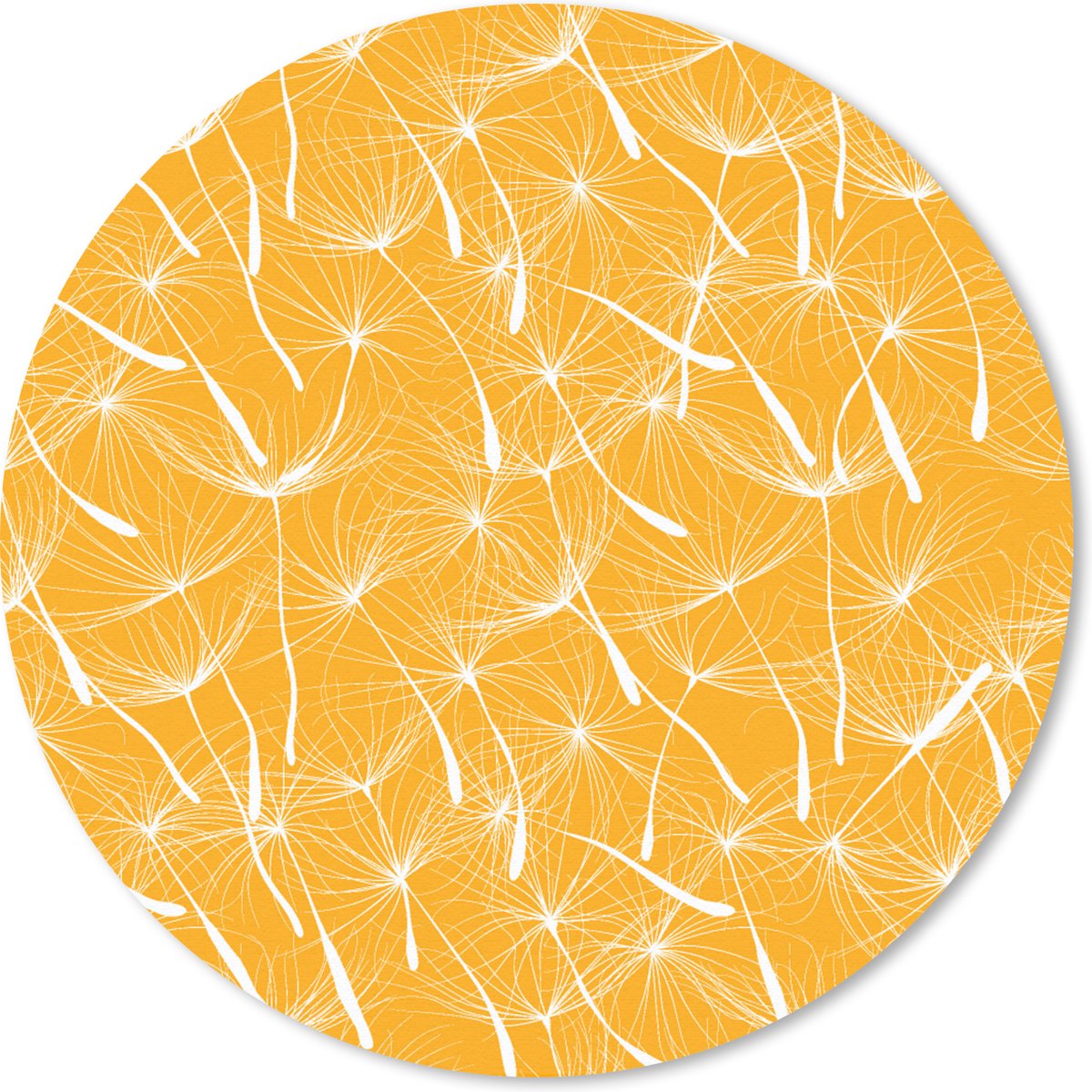 Muismat rond 50x50 cm - Mousepad Paardenbloem - Oranje - Bloemen - Zomer - Ronde muismatten