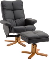 HOMCOM Chaise relax avec tabouret Chaise TV 360° fonction inclinable rotative bois 833-359-1