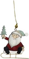 kersthanger kerstman 10 cm hout rood/groen/goud