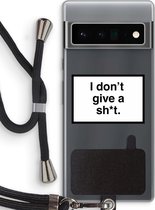 Case Company® - Google Pixel 6 Pro hoesje met Koord - Don't give a shit - Telefoonhoesje met Zwart Koord - Bescherming aan alle Kanten en Over de Schermrand