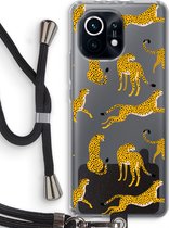 Case Company® - Xiaomi Mi 11 hoesje met Koord - Luipaard - Telefoonhoesje met Zwart Koord - Bescherming aan alle Kanten en Over de Schermrand