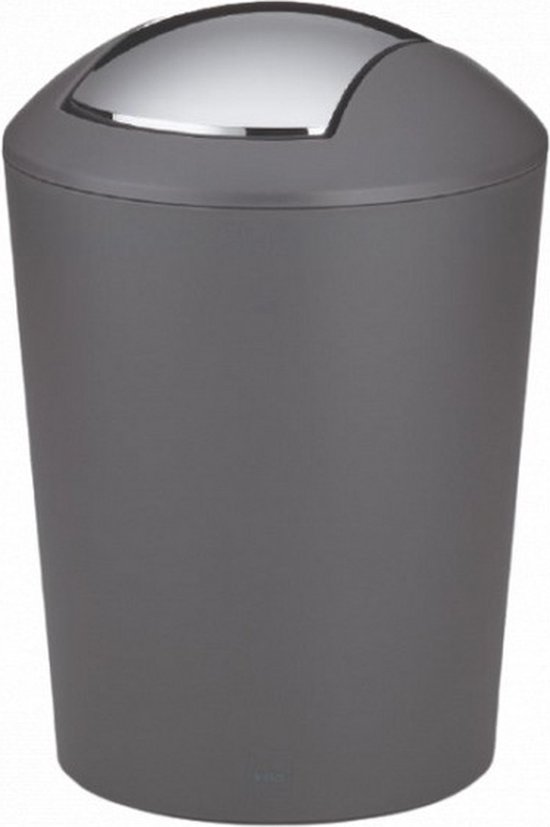 afvalemmer Marta 1,7 liter 15 x 21 cm grijs/zilver