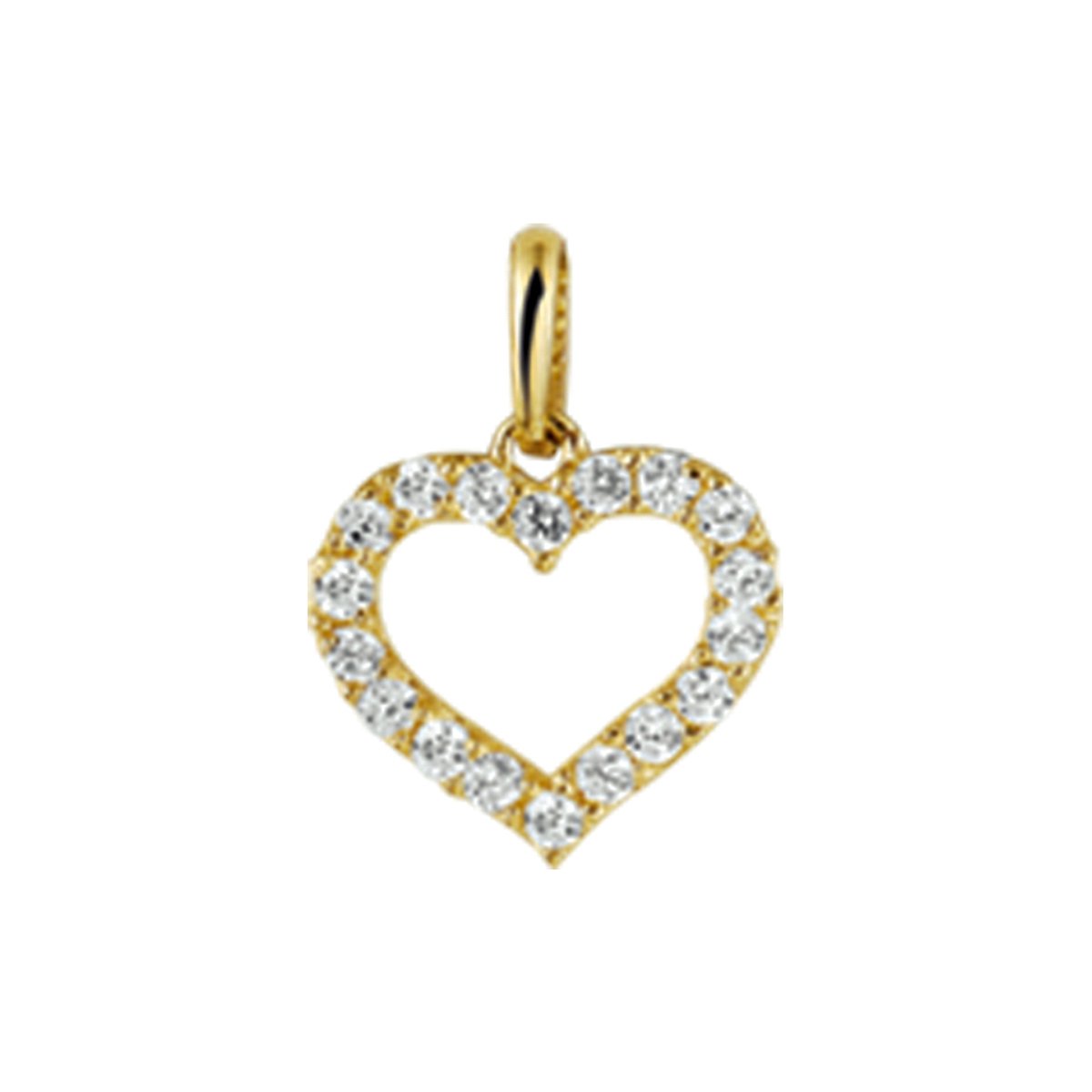 The Jewelry Collection Hanger Hart Zirkonia - Goud