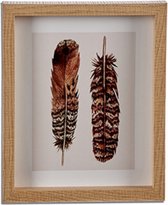 fotolijst vogelveren 27 x 22 cm hout bruin/wit