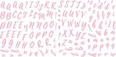 muursticker Pink Brush Alphabet vinyl 131-delig
