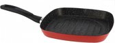 grillpan 27 x 6,5 cm staal koraalrood/zwart