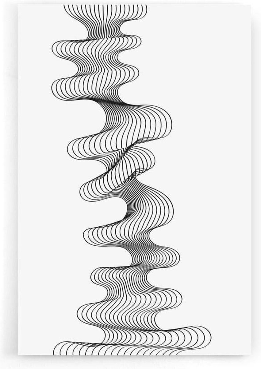 Walljar - Abstract Line Art III - Zwart wit poster