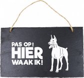 waakbord Dobermann 15 x 25 cm leisteen zwart